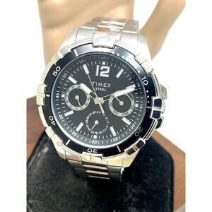 Timex Men's Watch TW2U70400 Quartz Black Dial Silver Tone Stainless Steel 45mm